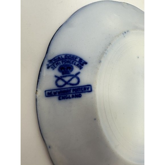 Antique WHARF POTTERY 6” Scalloped Edge WALDORF Semi Porcelain Bread Plate 1800s - Picture 6 of 7